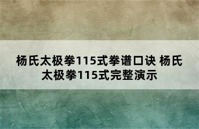 杨氏太极拳115式拳谱口诀 杨氏太极拳115式完整演示